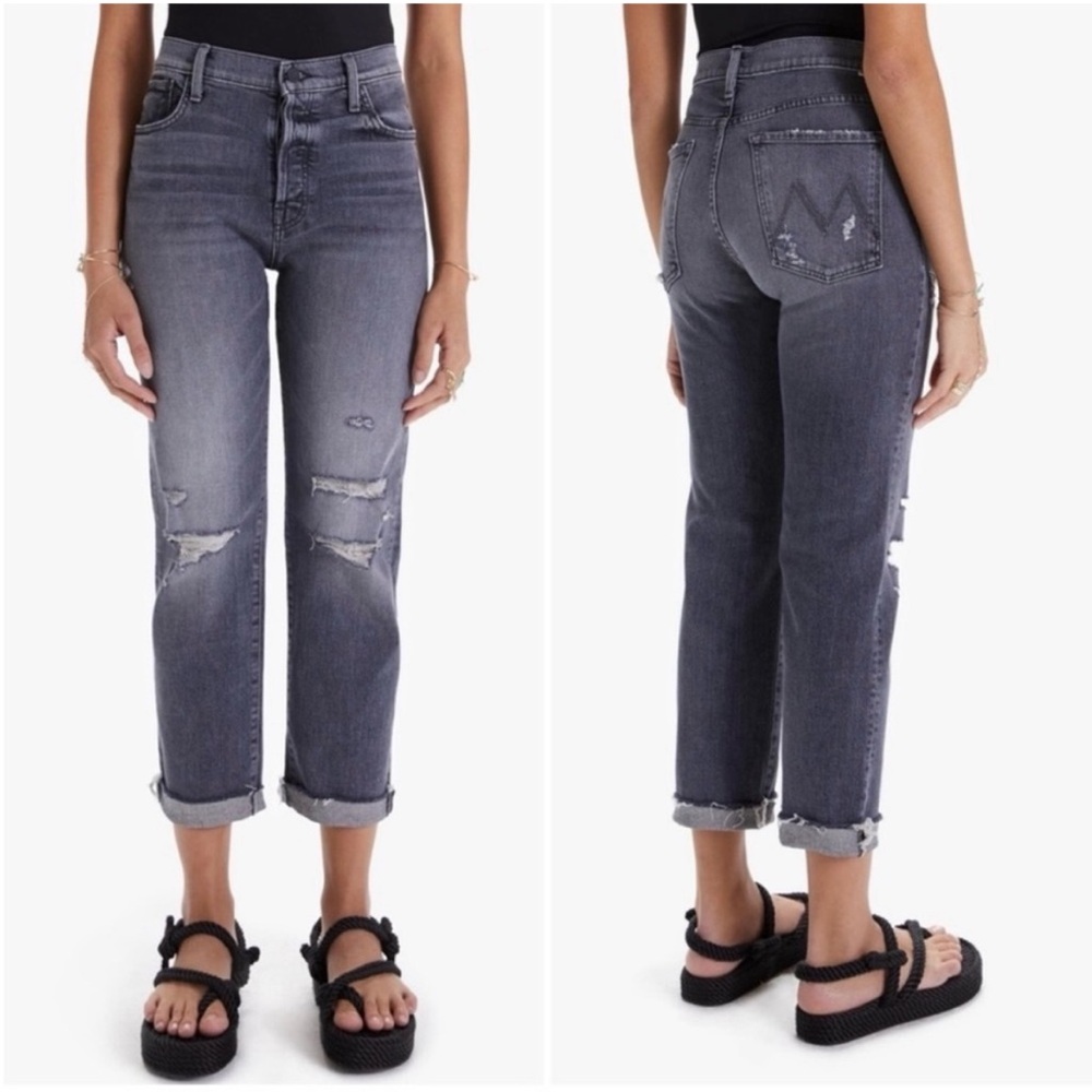 MOTHER The Scrapper Cuff Ankle Fray Jeans in Unstitched In The Dark - 26